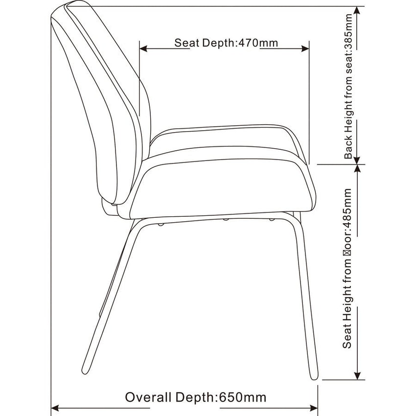 Lorell U - Shaped Seat Guest Chair Bonded Leather Upholstered with Powder - Coated Legs 19"H (LLR - LLR68574) - SchoolOutlet