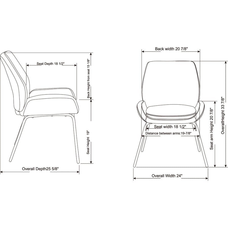 Lorell U - Shaped Seat Guest Chair Bonded Leather Upholstered with Powder - Coated Legs 19"H (LLR - LLR68574) - SchoolOutlet