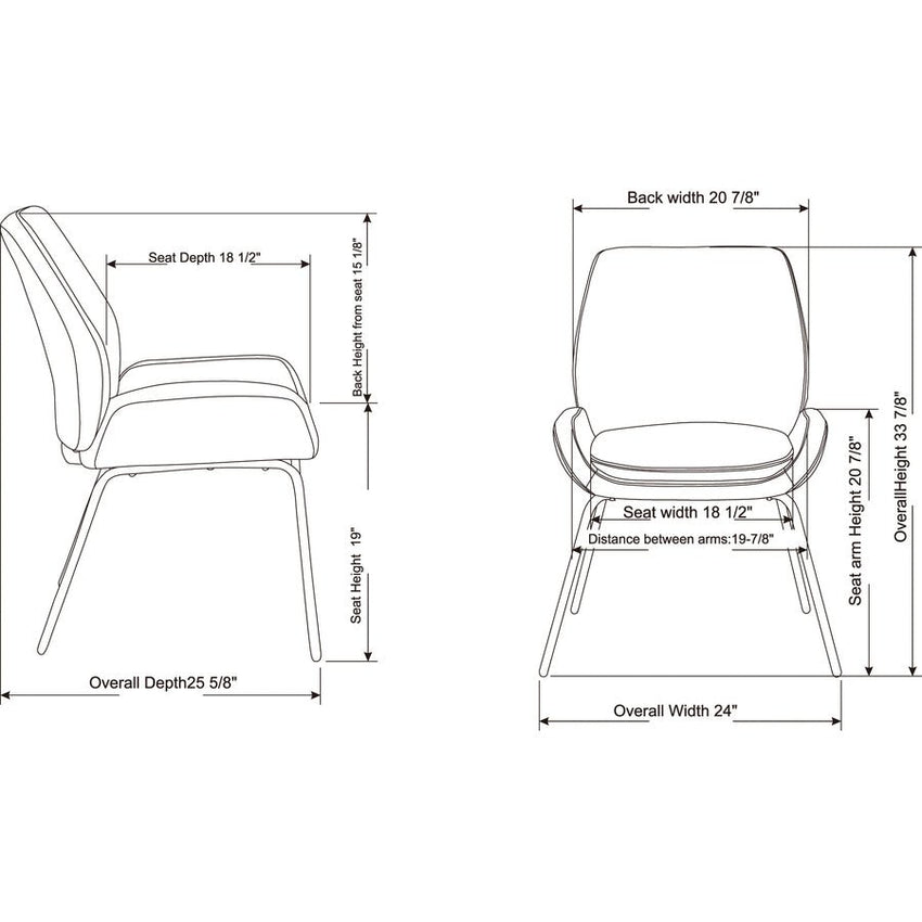 Lorell U - Shaped Seat Guest Chair Bonded Leather Upholstered with Powder - Coated Legs 19"H (LLR - LLR68574) - SchoolOutlet