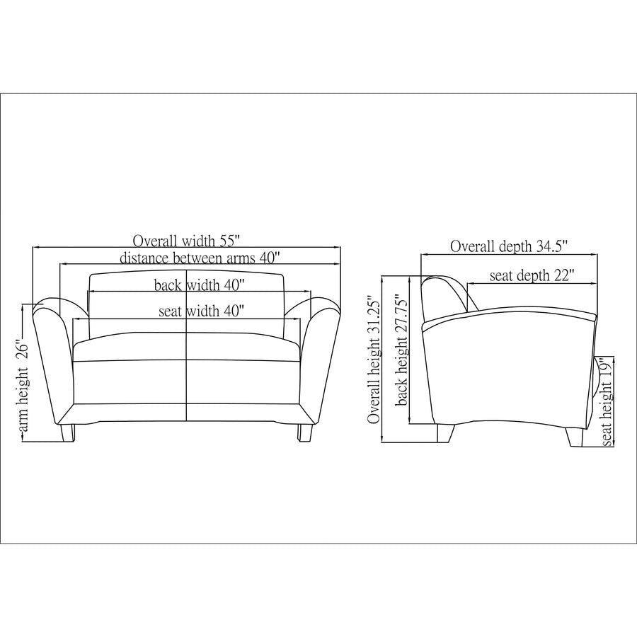 Lorell Accession Reception Loveseat 34.5"H x 55"W x 31.5"D (LLR - LLR6894X) - SchoolOutlet