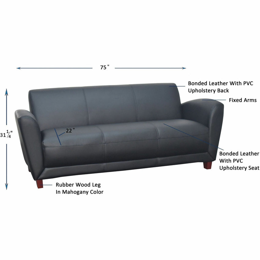 Lorell Accession Reception Sofa 75" Leather (LLR - LLR68950) - SchoolOutlet