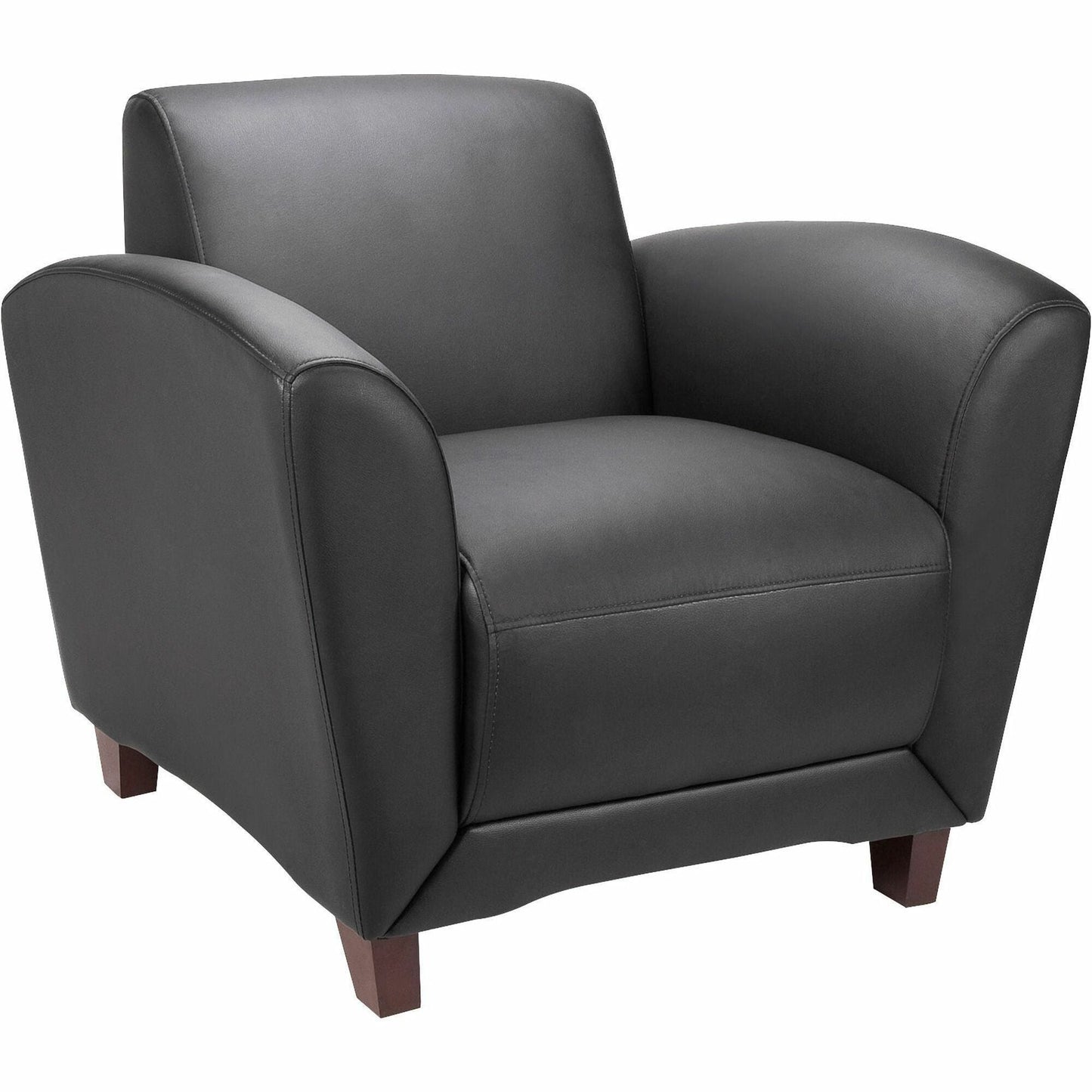 Lorell Accession Club Chair with Bonded Leather Upholstery and Wood Legs 19 "H (LLR - LLR68952) - SchoolOutlet