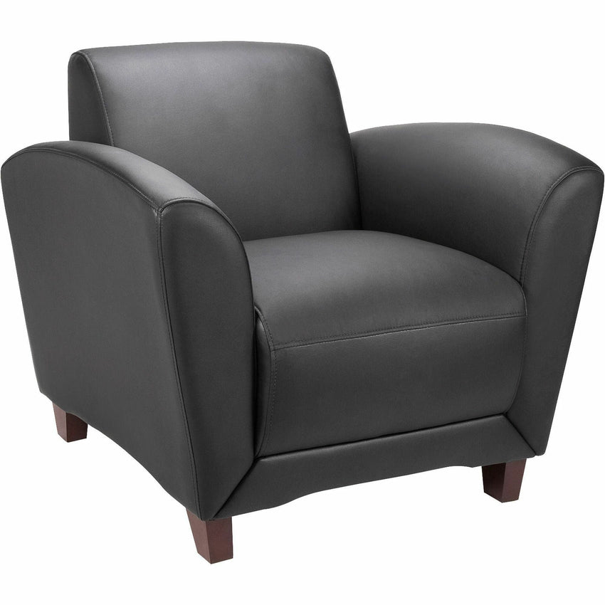 Lorell Accession Club Chair with Bonded Leather Upholstery and Wood Legs 19 "H (LLR - LLR68952) - SchoolOutlet