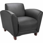 Lorell Accession Club Chair with Bonded Leather Upholstery and Wood Legs 19 