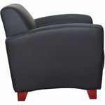 Lorell Accession Club Chair with Bonded Leather Upholstery and Wood Legs 19 