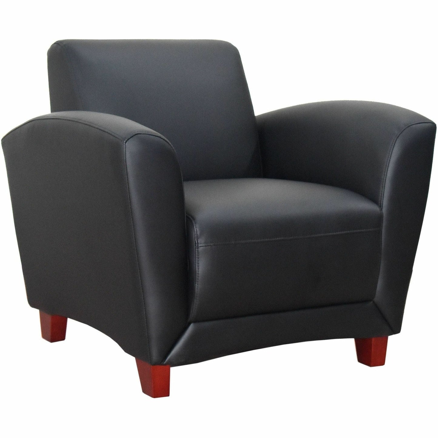 Lorell Accession Club Chair with Bonded Leather Upholstery and Wood Legs 19 "H (LLR - LLR68952) - SchoolOutlet