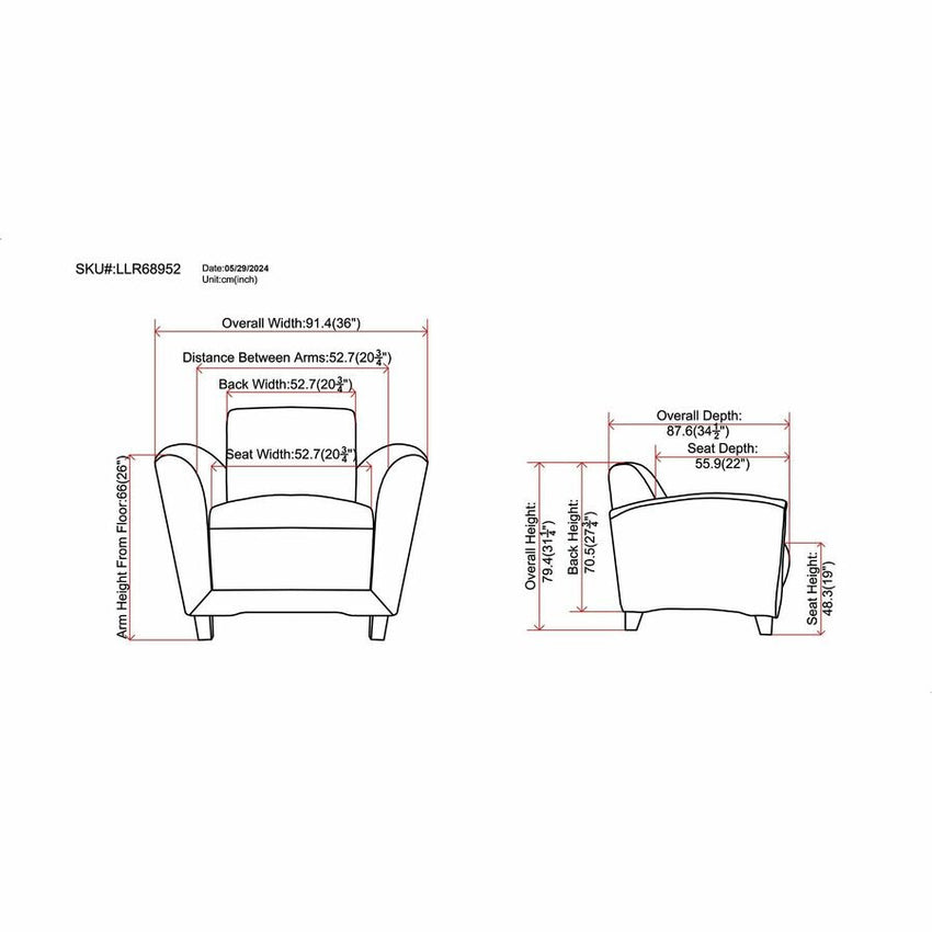 Lorell Accession Club Chair with Bonded Leather Upholstery and Wood Legs 19 "H (LLR - LLR68952) - SchoolOutlet