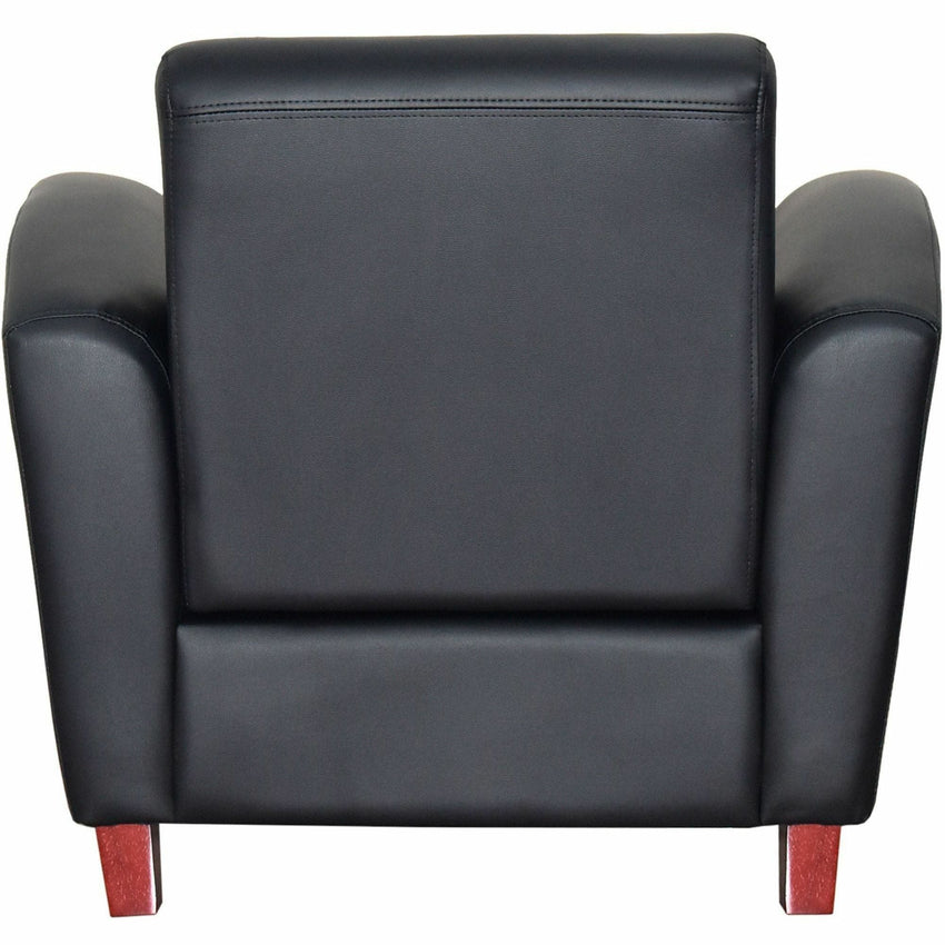 Lorell Accession Club Chair with Bonded Leather Upholstery and Wood Legs 19 "H (LLR - LLR68952) - SchoolOutlet