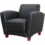 Lorell Accession Club Chair with Bonded Leather Upholstery and Wood Legs 19 