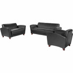 Lorell Accession Club Chair with Bonded Leather Upholstery and Wood Legs 19 