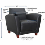 Lorell Accession Club Chair with Swing - Out Tablet Tray and Bonded Leather Upholstery 19 