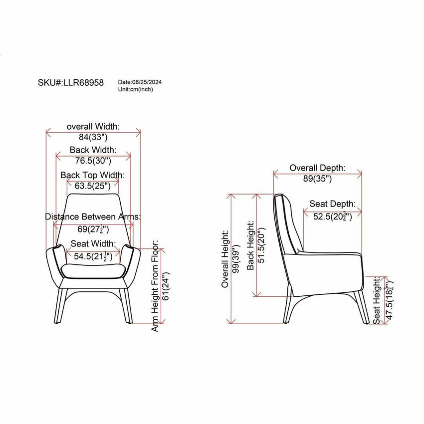 Lorell Quintessence Collection Upholstered Lounge Chair with Wood Legs 18.75"H (LLR - LLR68958) - SchoolOutlet