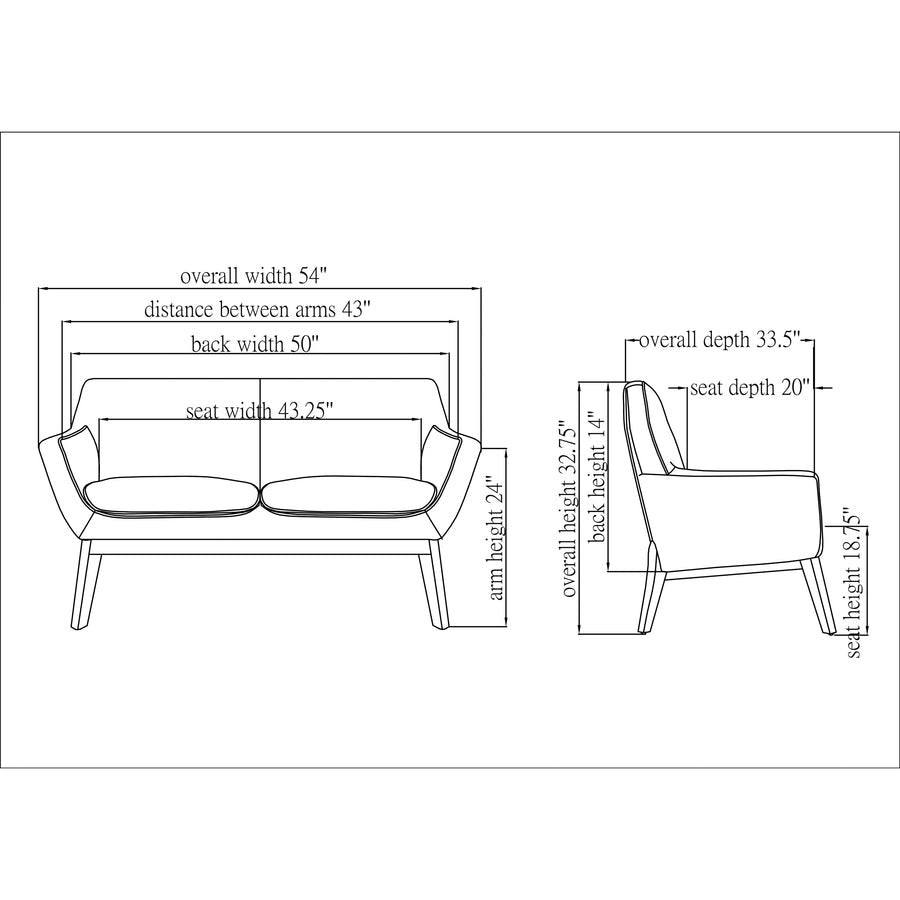 Lorell Quintessence Collection Loveseat 32.8"H x 19.8"W x 53.1"L (LLR - LLR6895X) - SchoolOutlet