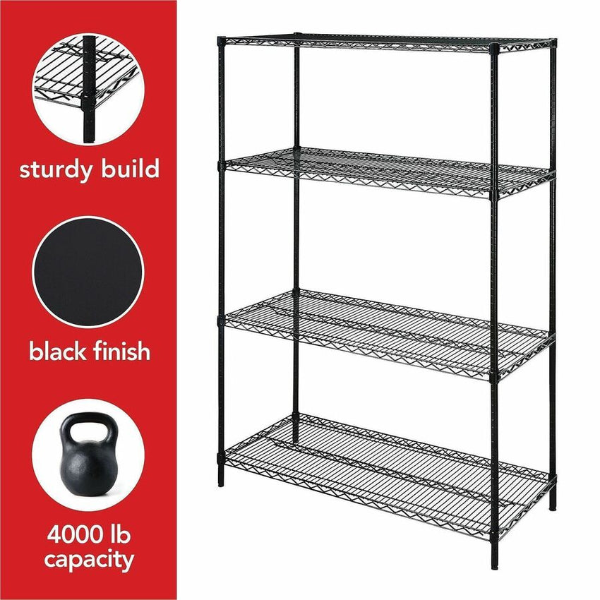 High - Capacity Lorell Industrial 4 - Shelf Wire Storage Rack 48"W x 24"D x 72"H (LLR - LLR69140) - SchoolOutlet