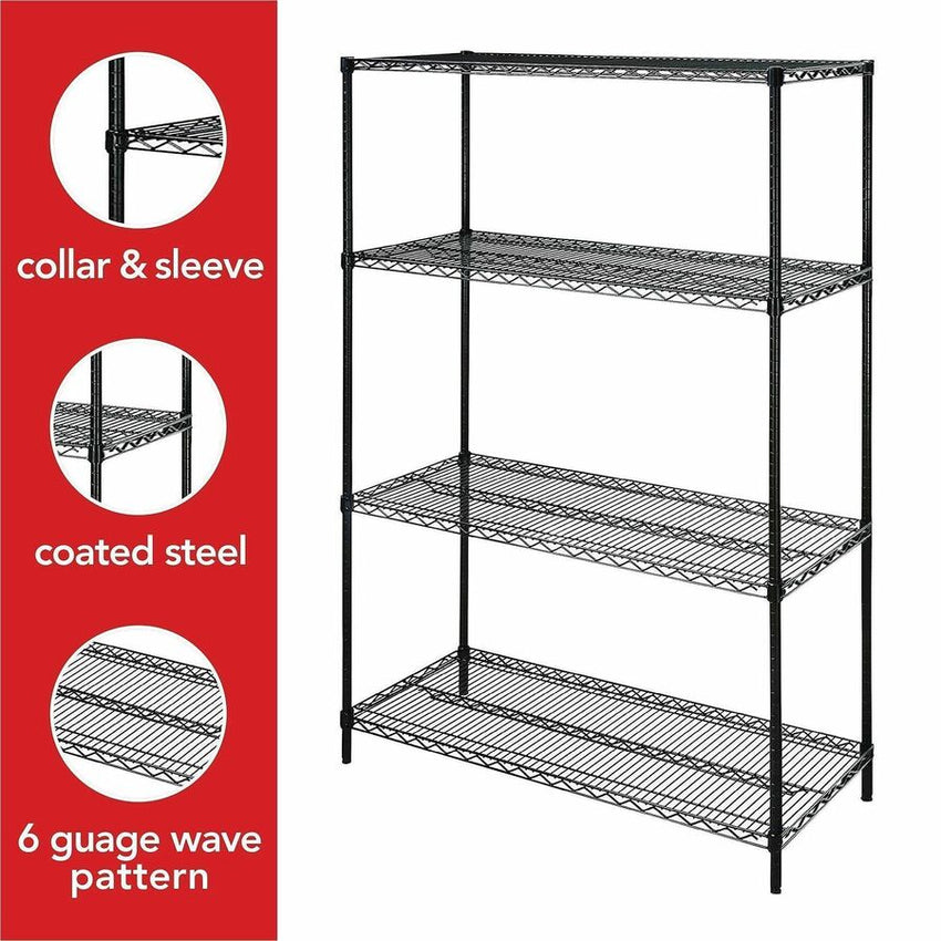 Heavy - Duty Lorell Industrial 4 - Tier Wire Storage Rack 36"W x 24"D x 72"H (LLR - LLR69145) - SchoolOutlet