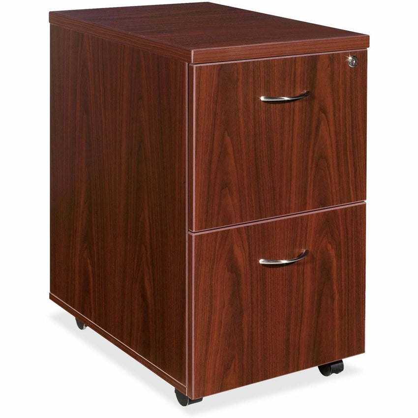 Lorell Essentials Elite Mahogany Mobile File/File Pedestal 15.7"W x 22"D x 28.6"H (LLR - LLR69397) - SchoolOutlet