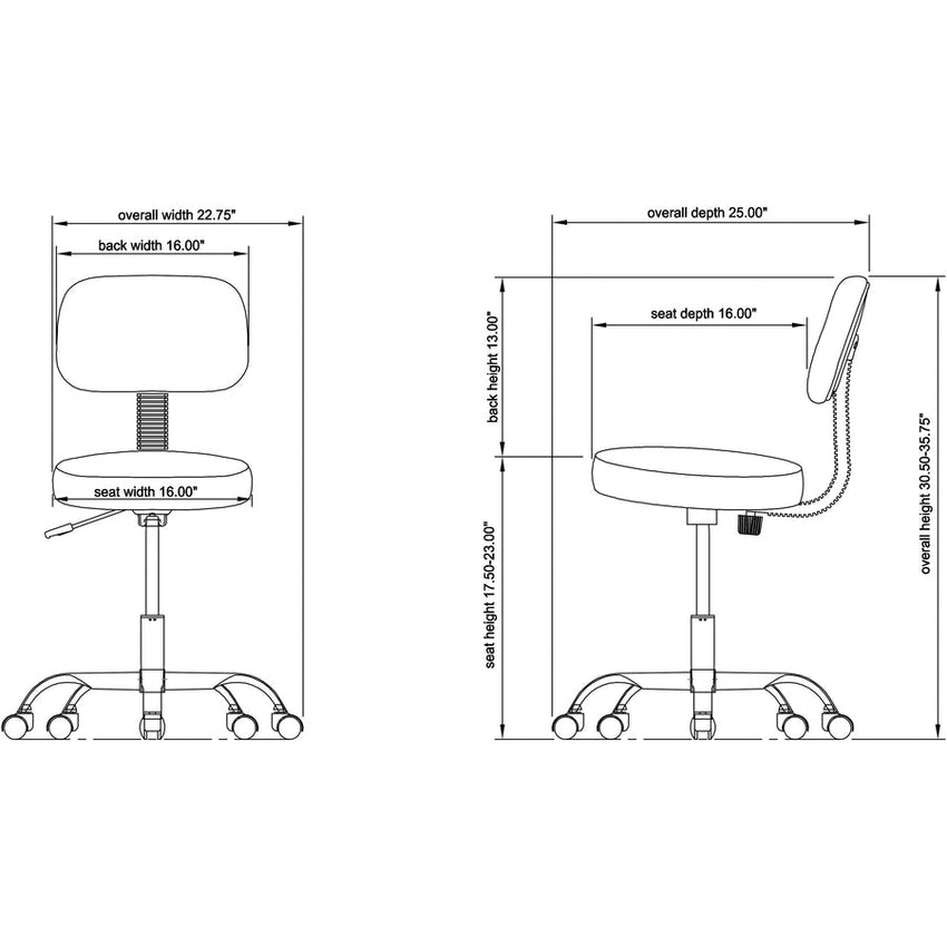 Lorell 16" Round Seat Pneumatic - Lift Stool with Back and Adjustable Height 17.5 - 22.75 H (LLR - LLR69511) - SchoolOutlet