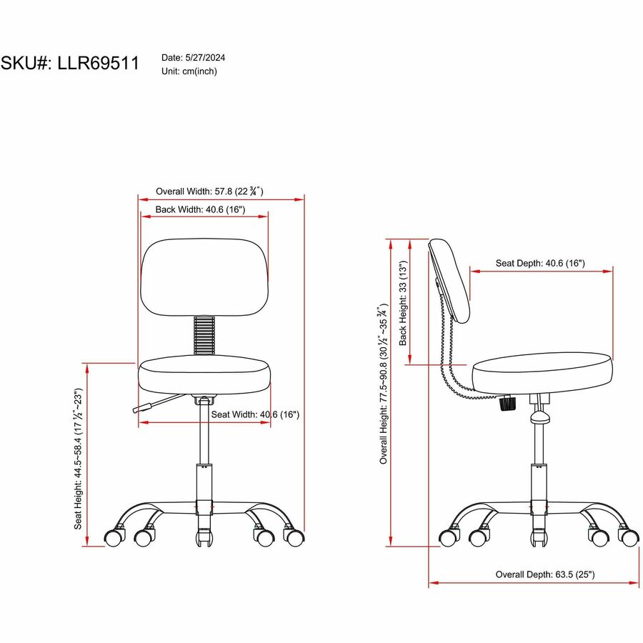 Lorell 16" Round Seat Pneumatic - Lift Stool with Back and Adjustable Height 17.5 - 22.75 H (LLR - LLR69511) - SchoolOutlet