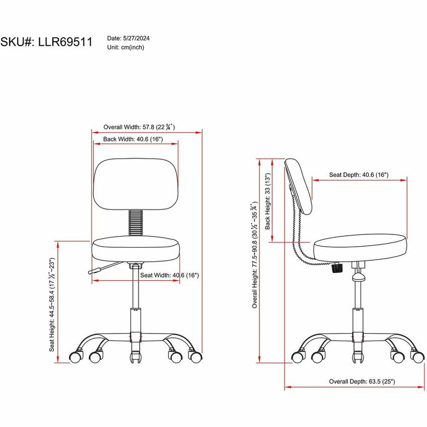 Lorell 16" Round Seat Pneumatic - Lift Stool with Back and Adjustable Height 17.5 - 22.75 H (LLR - LLR69511) - SchoolOutlet