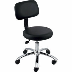 Lorell 16" Round Seat Pneumatic-Lift Stool with Back and Adjustable Height 17.5 - 22.75 H (LLR-LLR69511)