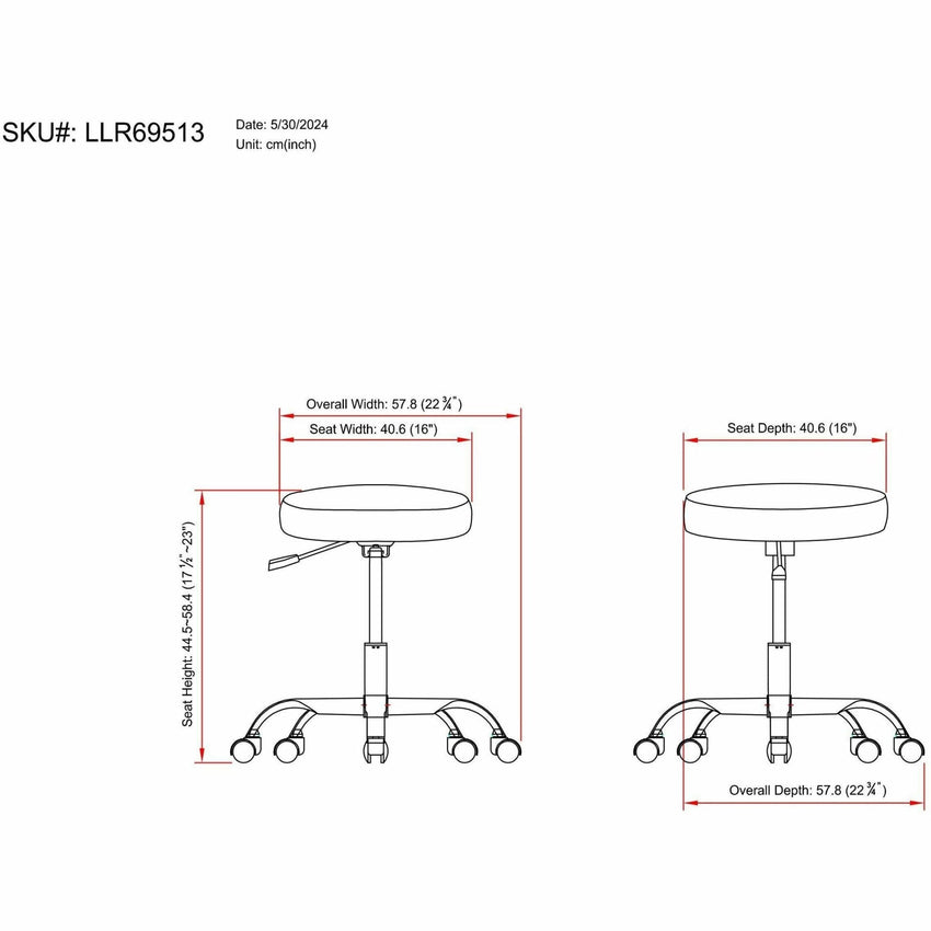 Lorell Backless Pneumatic - Lift Stool with Vinyl Seat and 5 - Star Base 17 - 22.25 H (LLR - LLR69513) - SchoolOutlet