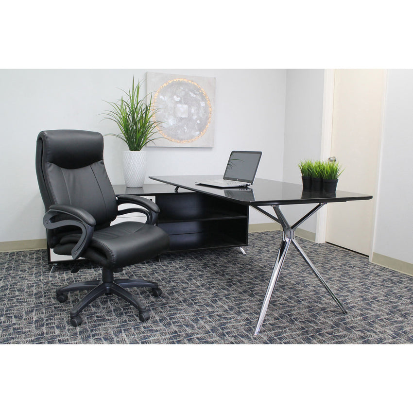 Lorell Executive High - Back Leather Office Chair with Pneumatic Height Adjustment and Gunmetal Base 18.5" - 21.5"H (LLR - LLR69516) - SchoolOutlet