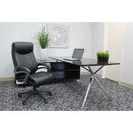 Lorell Executive High - Back Leather Office Chair with Pneumatic Height Adjustment and Gunmetal Base 18.5