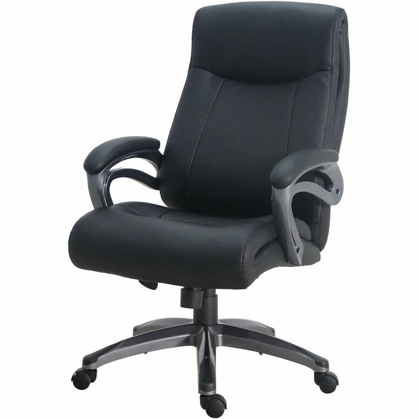 Lorell Executive High - Back Leather Office Chair with Pneumatic Height Adjustment and Gunmetal Base 18.5" - 21.5"H (LLR - LLR69516) - SchoolOutlet