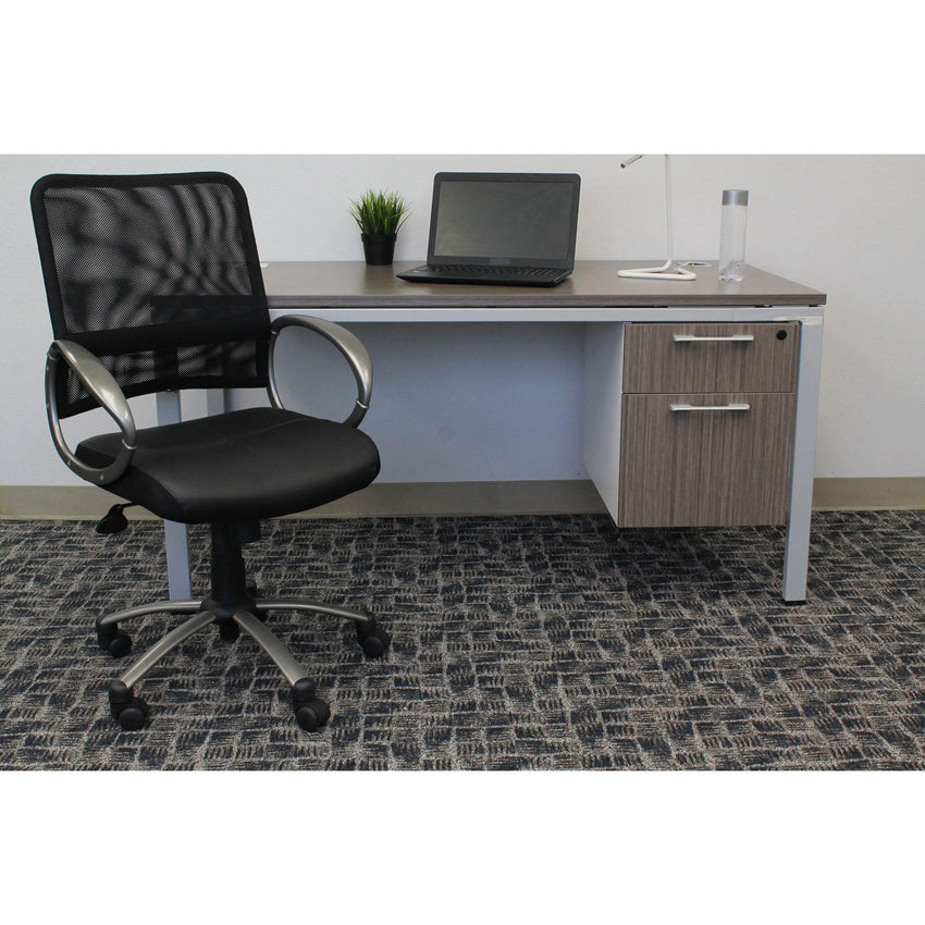 Lorell Mesh Mid - Back Task Chair with Bonded Leather Seat and Pneumatic Height Adjustment 17.3" - 20.3"H (LLR - LLR69518) - SchoolOutlet