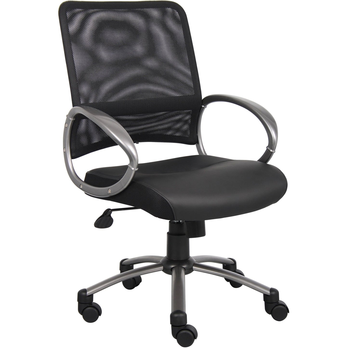 Lorell Mesh Mid - Back Task Chair with Bonded Leather Seat and Pneumatic Height Adjustment 17.3" - 20.3"H (LLR - LLR69518) - SchoolOutlet