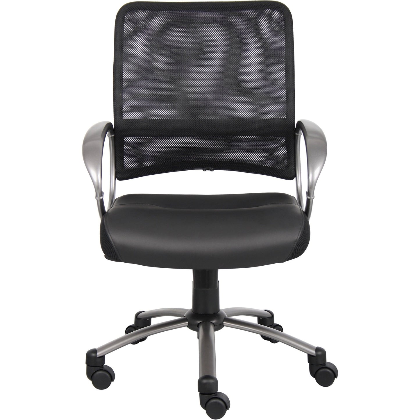 Lorell Mesh Mid - Back Task Chair with Bonded Leather Seat and Pneumatic Height Adjustment 17.3" - 20.3"H (LLR - LLR69518) - SchoolOutlet