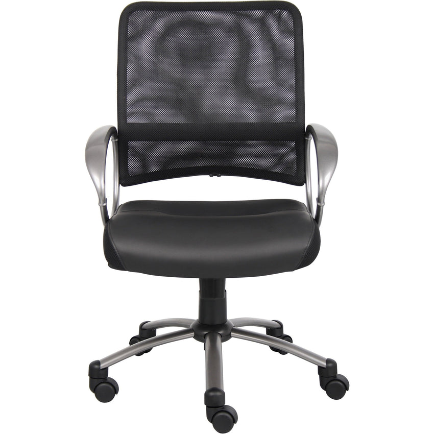 Lorell Mesh Mid - Back Task Chair with Bonded Leather Seat and Pneumatic Height Adjustment 17.3" - 20.3"H (LLR - LLR69518) - SchoolOutlet