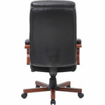 Lorell Executive High - Back Wood Finish Leather Office Chair with Pneumatic Height Adjustment and Knee Tilt 19.4
