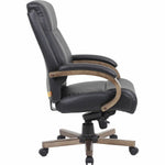 Lorell Executive High - Back Wood Finish Leather Office Chair with Pneumatic Height Adjustment and Knee Tilt 19.5