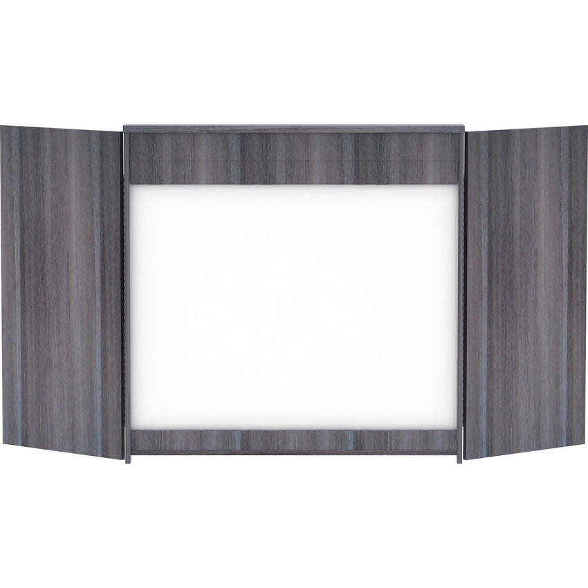 Lorell Dry - Erase Whiteboard Presentation Cabinet Hinged Doors 47.3" x 47.3" Weathered Charcoal (LLR - LLR69625) - SchoolOutlet