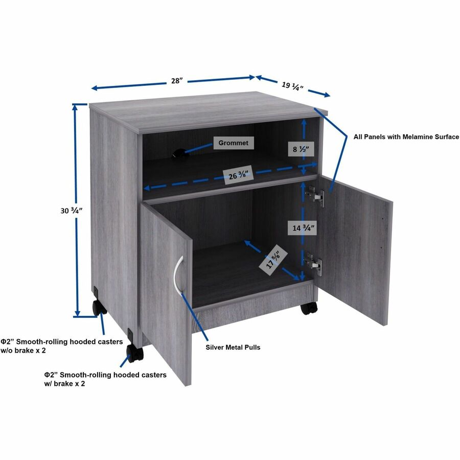 Lorell Deluxe Mobile Machine Stand with Shelf 30.5"H x 28"W x 19.75"D (LLR - LLR69627) - SchoolOutlet