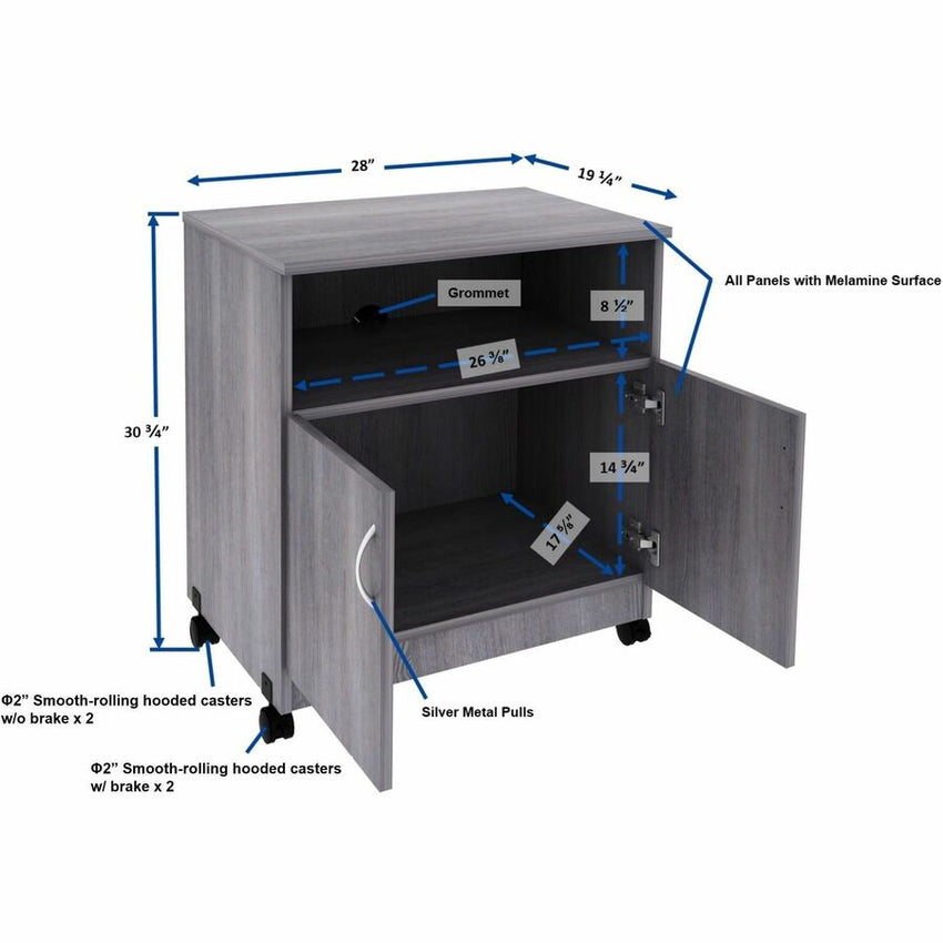 Lorell Deluxe Mobile Machine Stand with Shelf 30.5"H x 28"W x 19.75"D (LLR - LLR69627) - SchoolOutlet