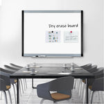 Lorell Signature Series Magnetic Porcelain Grid Markerboard Ebony and Silver Frame 48