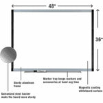 Lorell Signature Series Magnetic Porcelain Grid Markerboard Ebony and Silver Frame 48