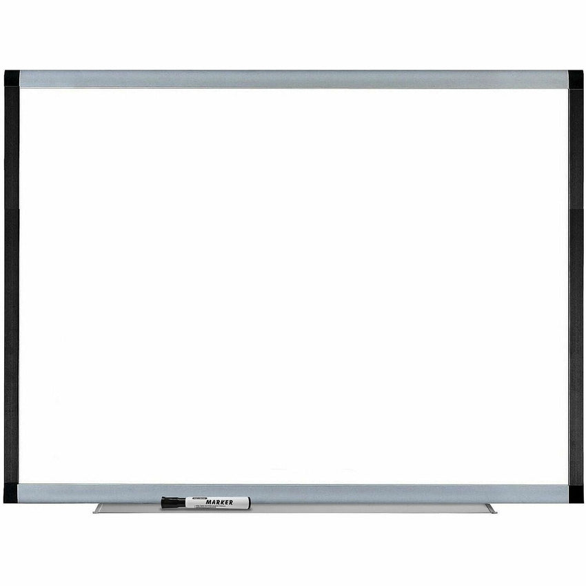 Lorell Signature Series Magnetic Porcelain Grid Markerboard Ebony and Silver Frame 48"W x 36"H (LLR - LLR69652) - SchoolOutlet