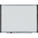 Lorell Signature Series Magnetic Porcelain Grid Markerboard Ebony and Silver Frame 48
