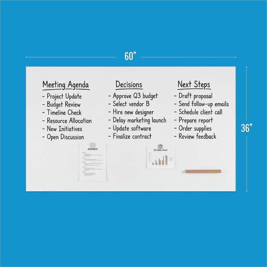 Lorell Loop Whiteboard Frameless Lacquered Steel Magnetic Surface 60"W x 36"H (LLR - LLR69670) - SchoolOutlet