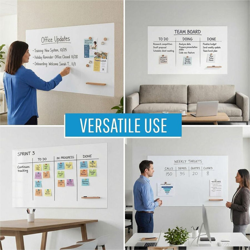 Lorell Loop Whiteboard Frameless Lacquered Steel Magnetic Surface 60"W x 36"H (LLR - LLR69670) - SchoolOutlet