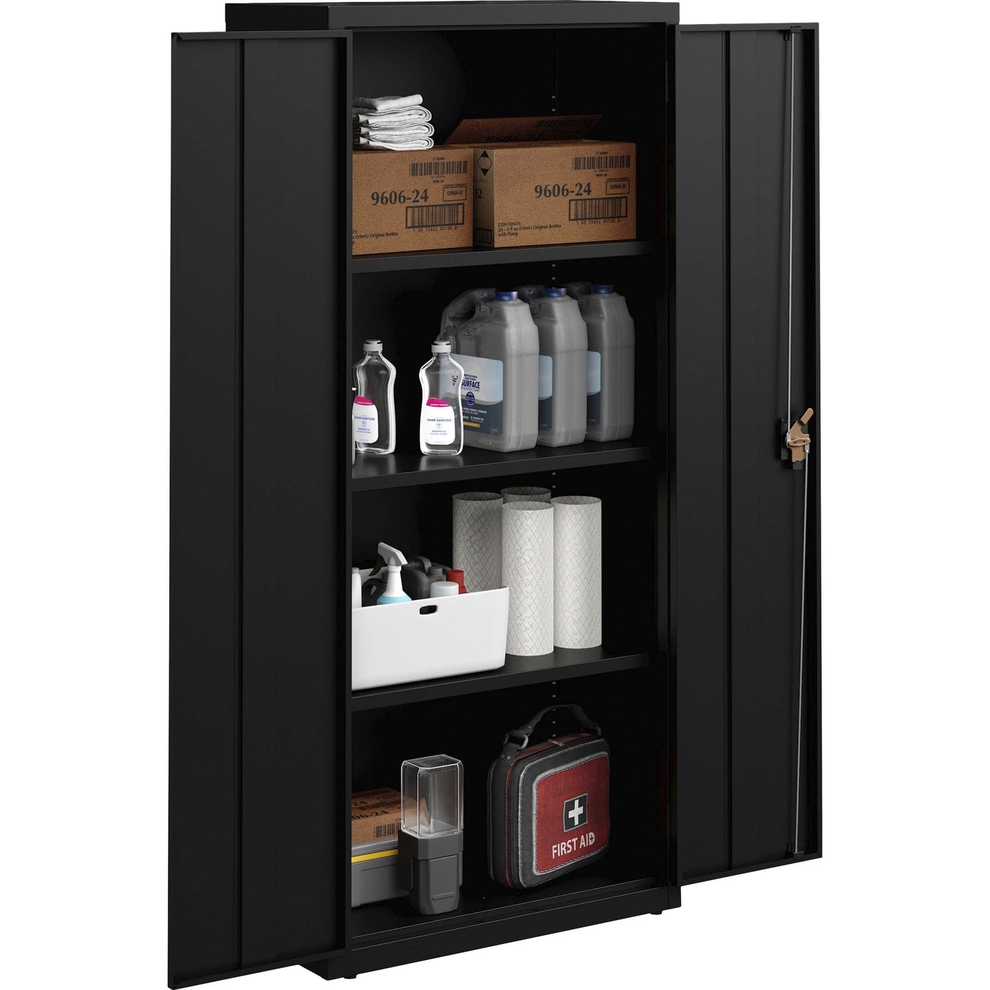 Lorell Fortress Series Slimline Storage Cabinet Steel 4 Adjustable Shelves 720 lb Capacity Locking System (LLR - LLR6983X) - SchoolOutlet
