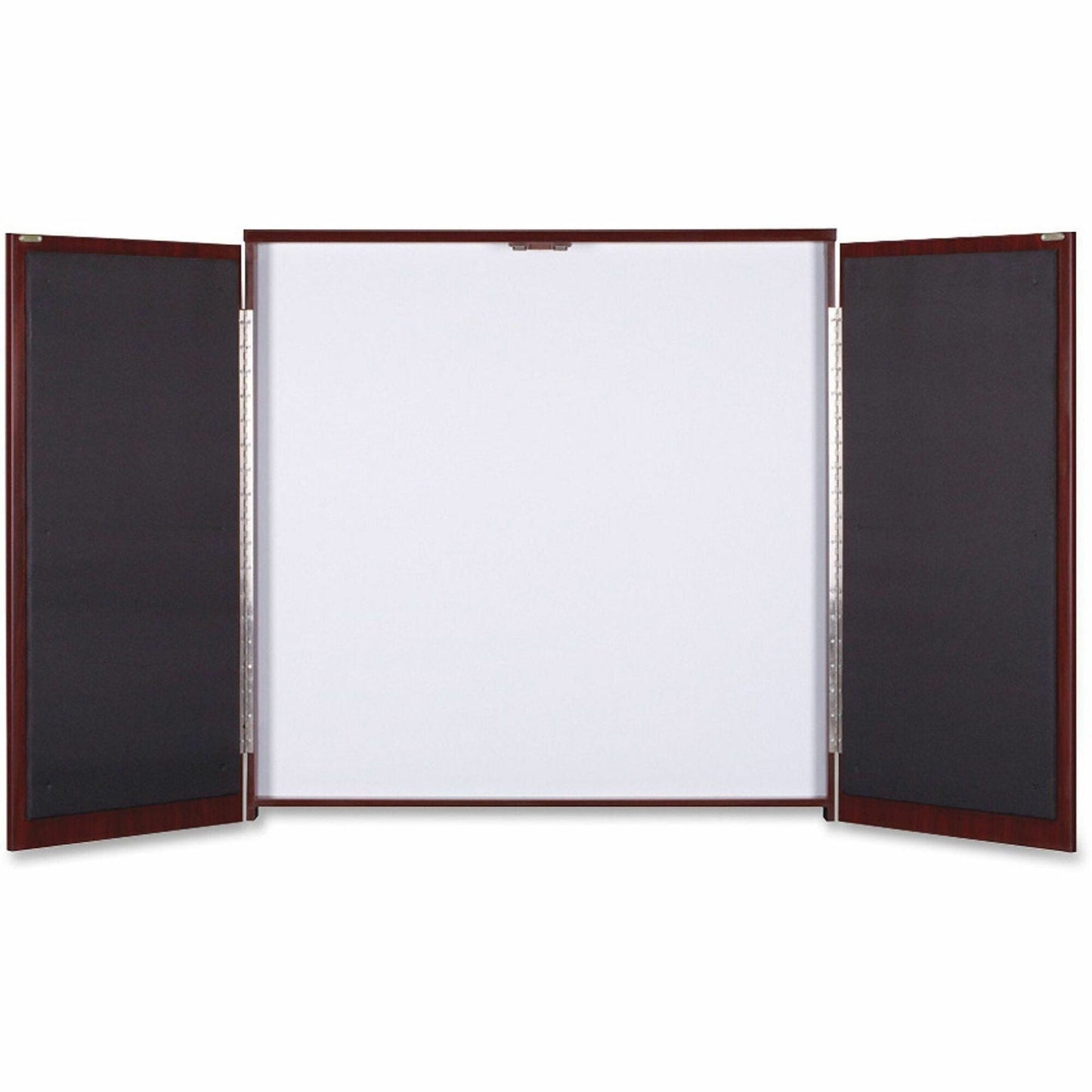 Lorell Dry - Erase Whiteboard Presentation Cabinet Hinged Doors Mahogany 47.3" x 47.3" (LLR - LLR6986X) - SchoolOutlet