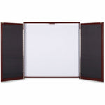 Lorell Dry - Erase Whiteboard Presentation Cabinet Hinged Doors Mahogany 47.3