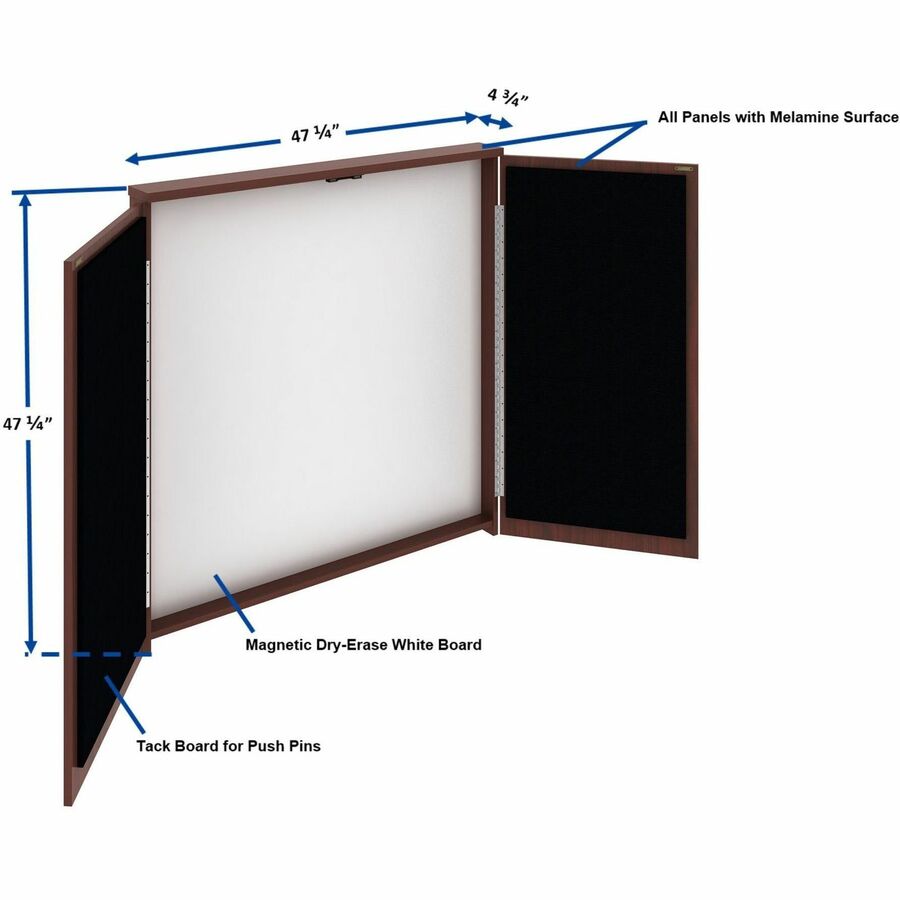 Lorell Dry - Erase Whiteboard Presentation Cabinet Hinged Doors Mahogany 47.3" x 47.3" (LLR - LLR6986X) - SchoolOutlet