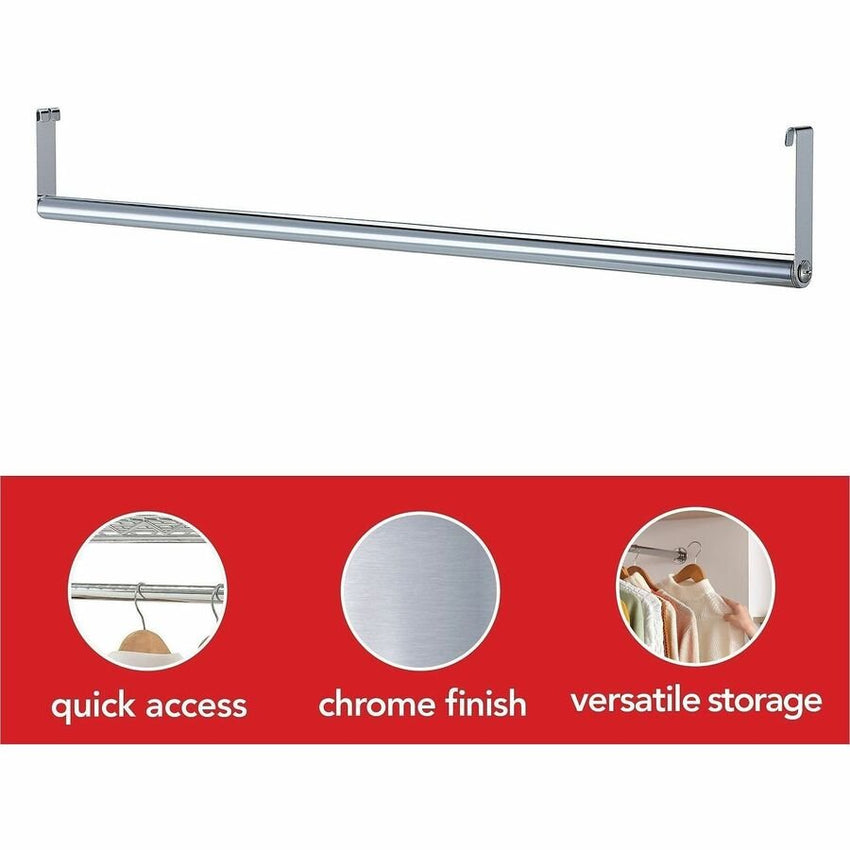 Lorell Industrial Wire Shelving Garment Hanger Bar Chrome Metal for 48" Shelving 48"L (LLR - LLR69876) - SchoolOutlet