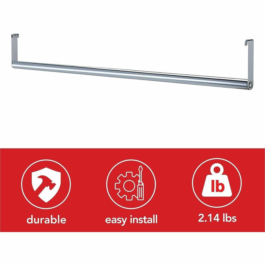 Lorell Industrial Wire Shelving Garment Hanger Bar Chrome Metal for 36" Shelving 36"L (LLR - LLR69877) - SchoolOutlet