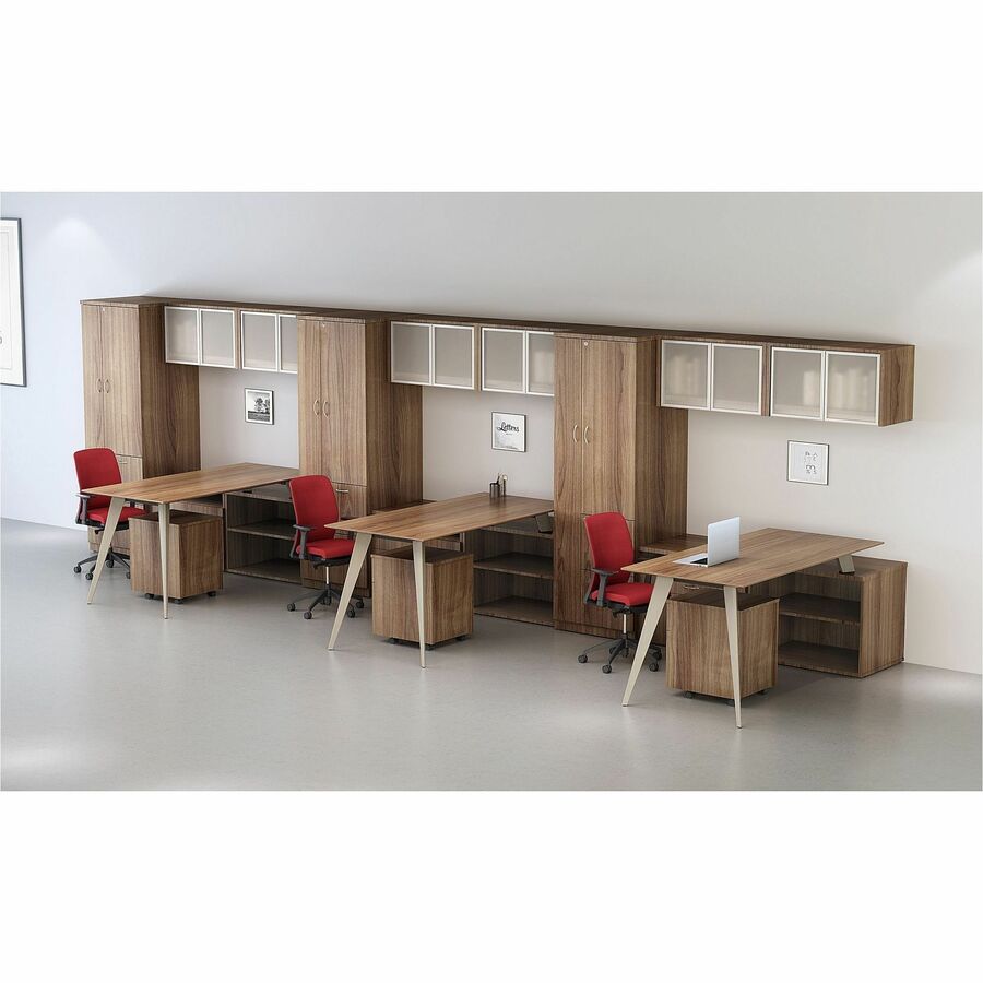 Lorell Essentials Series Tall Storage Cabinet 2 Drawers Locking Door Durable Laminate 4 Compartment (LLR - LLR 698XX) - SchoolOutlet